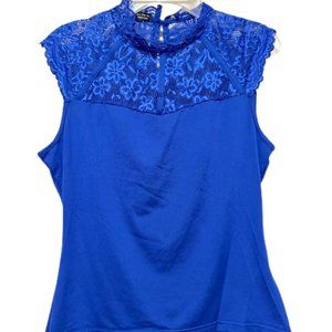 Shein Blue Lace Collar Top NWOT